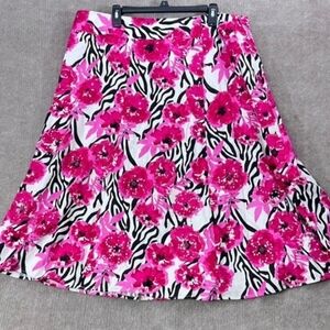Cato Pink Floral Zebra A-Line Skirt
